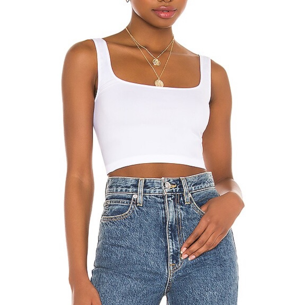 White Cropped Tank Top - Picture 2 of 2